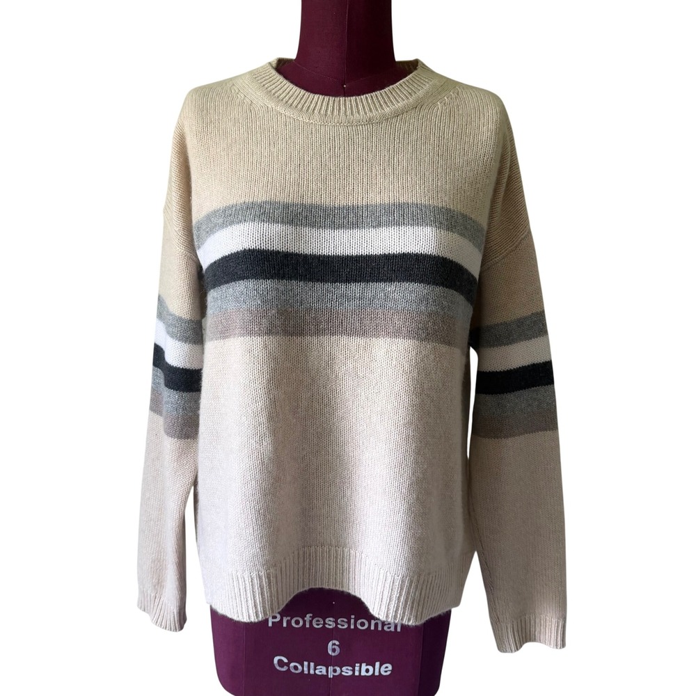 The Cashmere Project Sweater Womens Striped Crewneck‎ Beige Size M